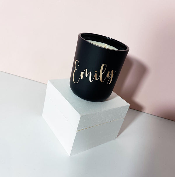 Matte Black Personalised Candle