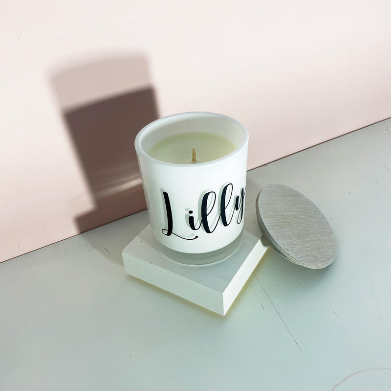 Personalised Candle - White Washed Lid