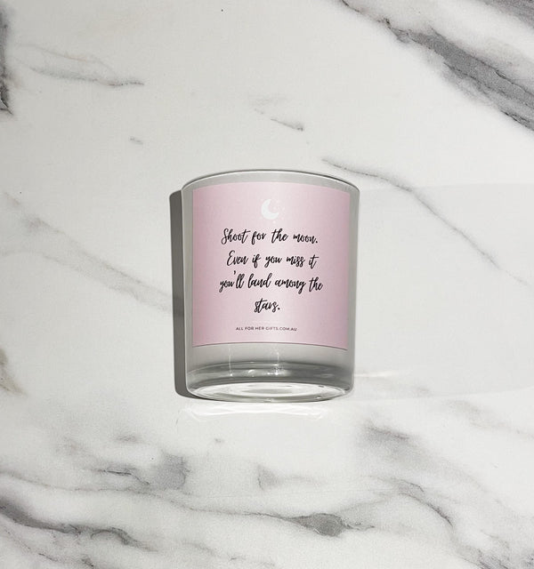 Shoot for the Moon Quote Candle