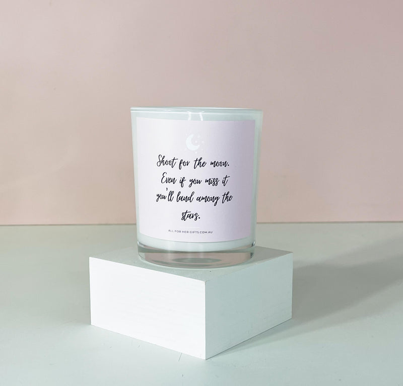 Shoot for the Moon Quote Candle