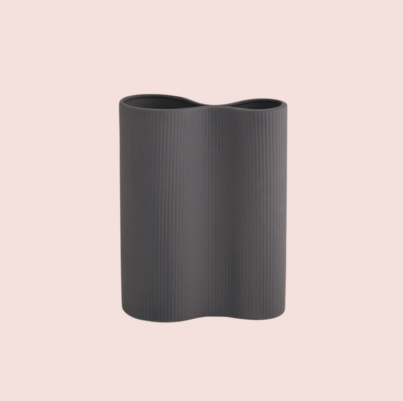 Ribbed Infinity Vase Charcoal