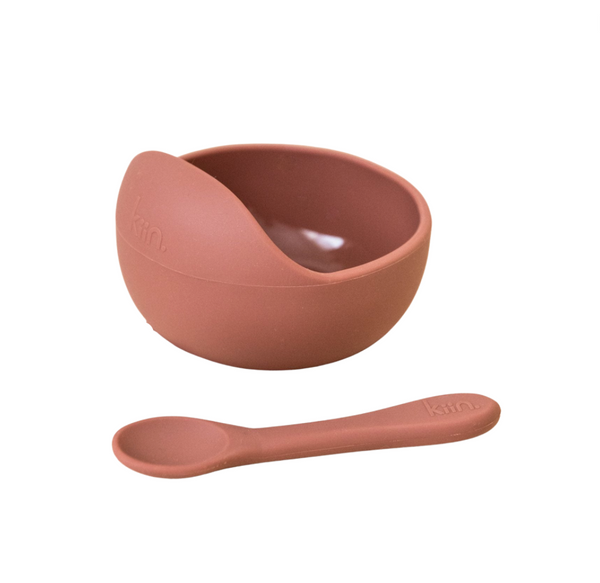 Silicone Bowl + Spoon Set - Rosewood