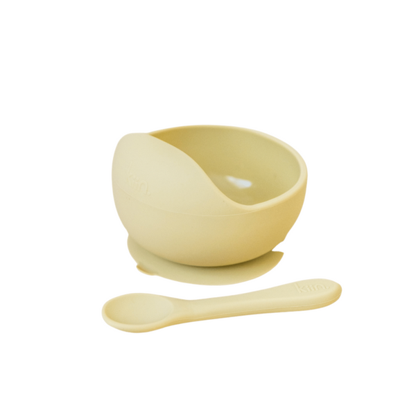 Silicone Bowl + Spoon Set - Beige